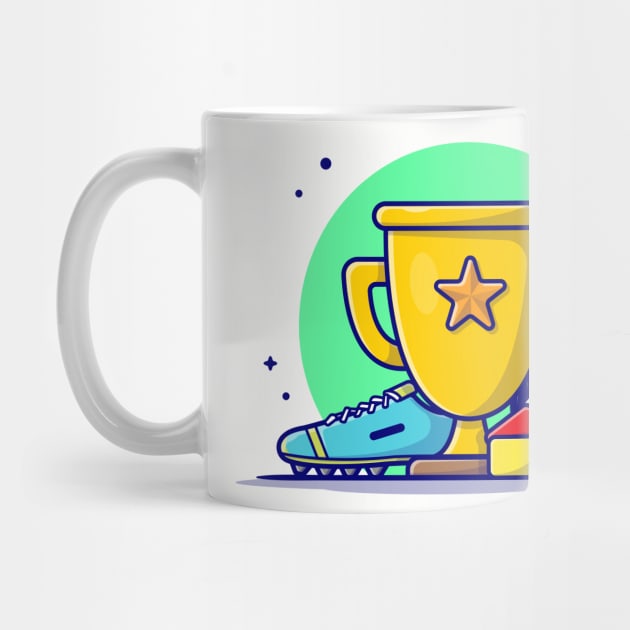 Soccer Sport Trophy with Soccer Ball and Shoes Cartoon Vector Icon Illustration by Catalyst Labs